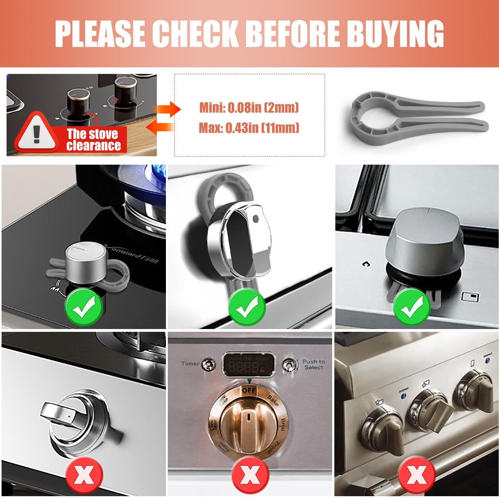 4-Pack Gas Stove Knob Safety Lock Set, Multi-Color Options, Fits Gaps 4mm to 11mm, Kitchen Security Device, All Seasons Use