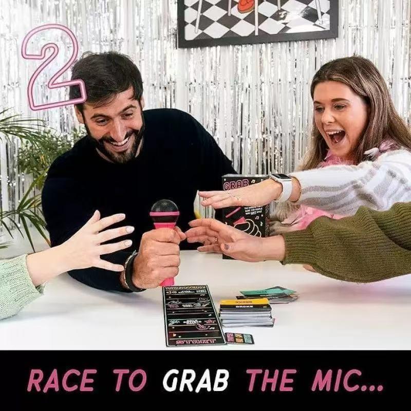 Mic Karaoke-Style Game with Foam Microphone, 125 Word Cards, Game Board, Player Tokens, Easy Instructions for Non-Singers