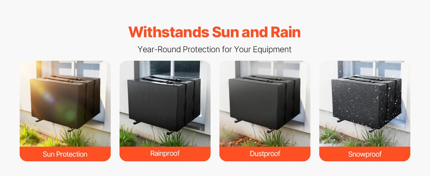VEVOR Air Conditioner Cover, 20.87x 15.75x 14.96 inch Ac Cover for Air Conditioning Unit, Double-Layer, Waterproof Polyester Fabric, Adjustable Shoulder Strap, Universal Size for Outdoor Outside