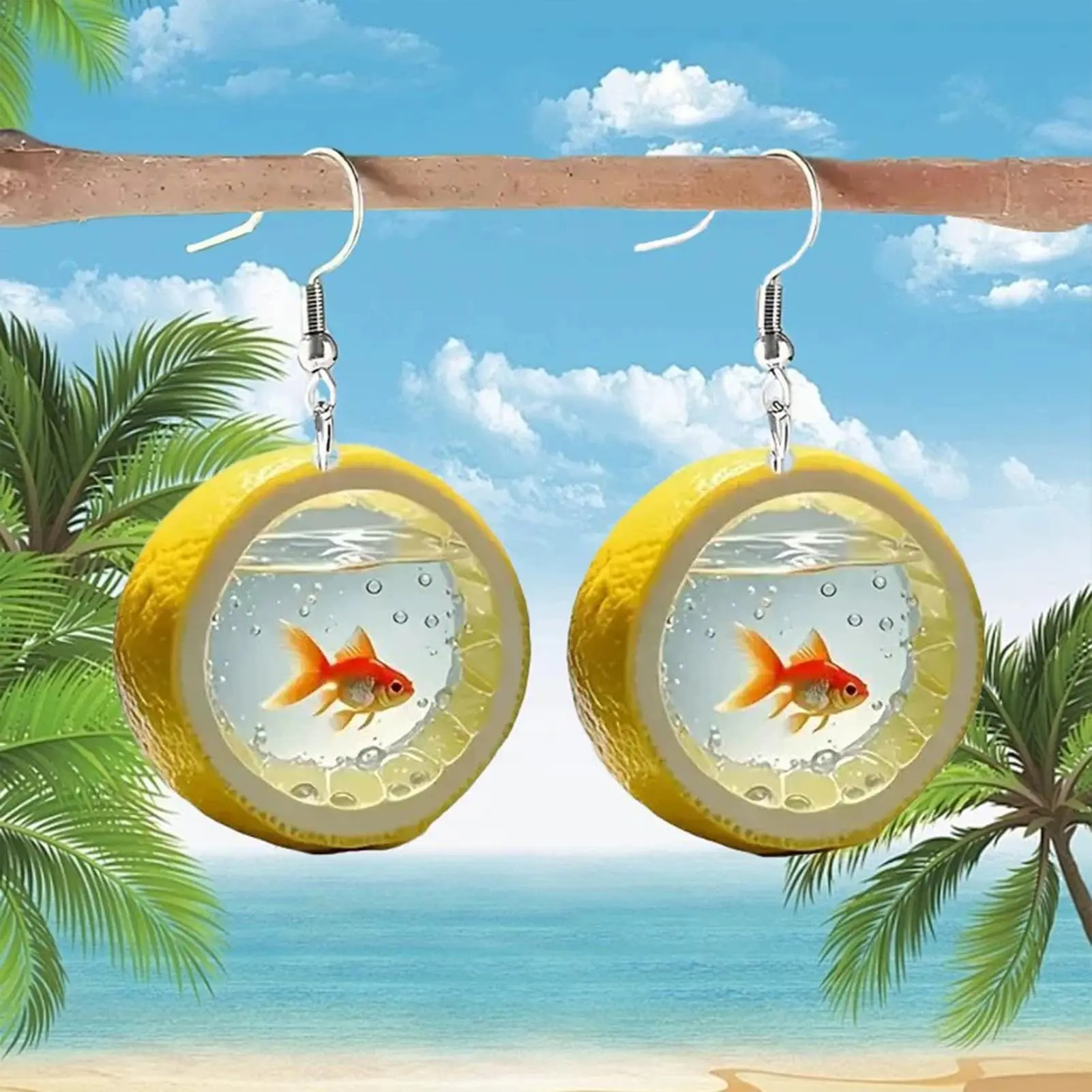 Koi Fish Earrings Acrylic Lemon Design Dangle Earring Acrylic Charming Lemon Jewelry Holiday Decor For New Year Festival Jewelry
