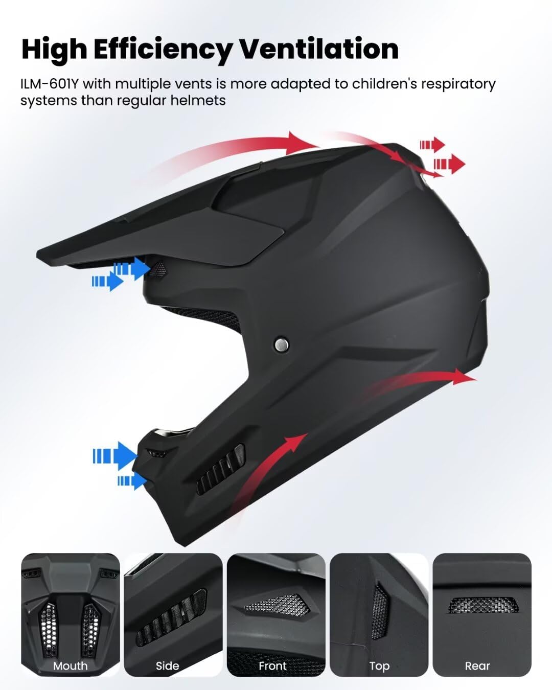 Youth Dirt Bike Helmets Kids ATV Helmet Motorcross BMX Off Road Motorbike with Goggles Gloves Mask DOT Model MT601Y (Matte Black, Youth-Large)