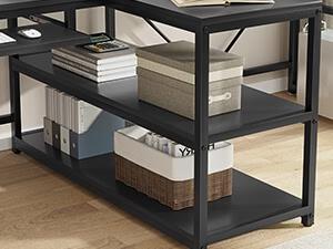 Sikaic 94.5 Inches T Shaped 2 Person Modern Gaming Desk Computer Furniture With Storage LED Lights Table Shelf Drawers Adjustable Ergonomic Tiltable Tabletop Dual Monitor Riser Dual Monitor Arms