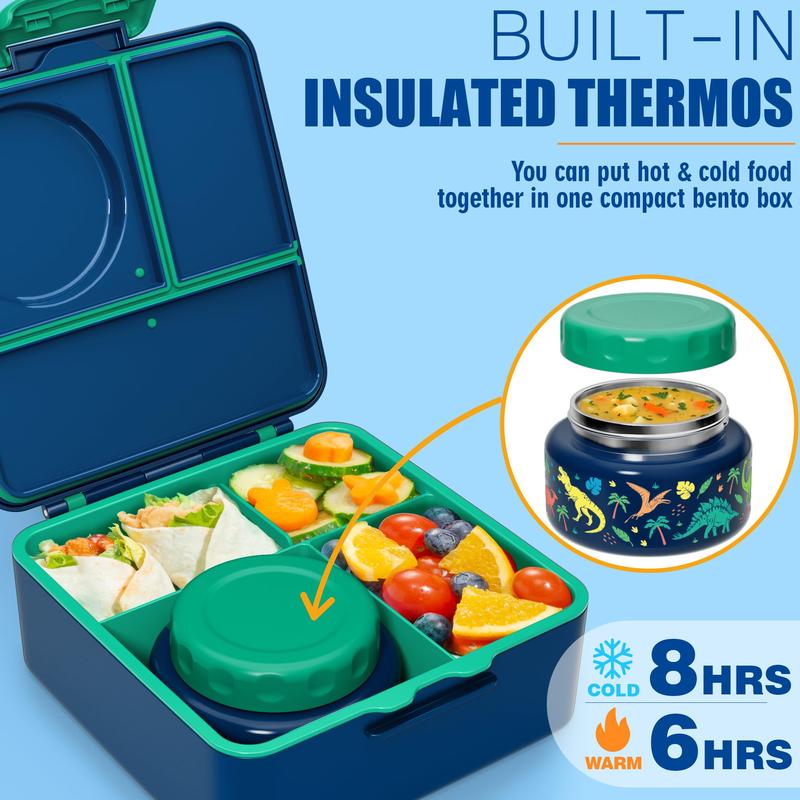 Product Introduction of Fimibuke Bento Lunch Box with internal Thermos Food Jar, Leakproof 60oz 3-4 Compartments Lunch Box ,14OZ Thermos Water Bottle,8OZ Thermos Food Jar,lunch bag,Sauce Jar & Utensils, BPA-Free, Dishwasher Safe,Funny patterns,Back to school gift,Dealsforyoudays 28