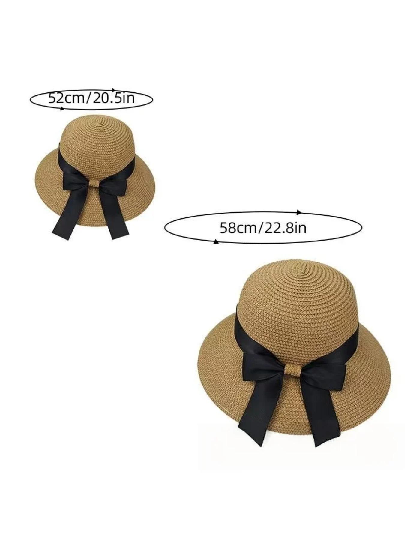 Summer children's and mothers' sun hats for beach and sand hats for girls - large brimmed straw hats for sun protection