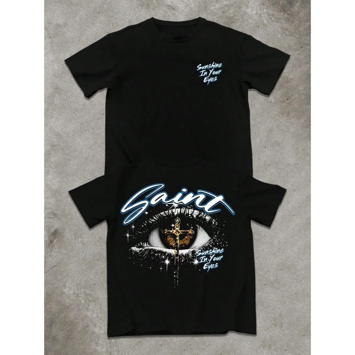 Men's Saint Eye Cross Graphic Short-Sleeve T-Shirt - Unisex Loose-Fitting Crew Neck Menswear Top, Smooth Soft Cotton Blend, Lightweight Breathable, Fade Resistant, XL/XXXXL for Summer Streetwear