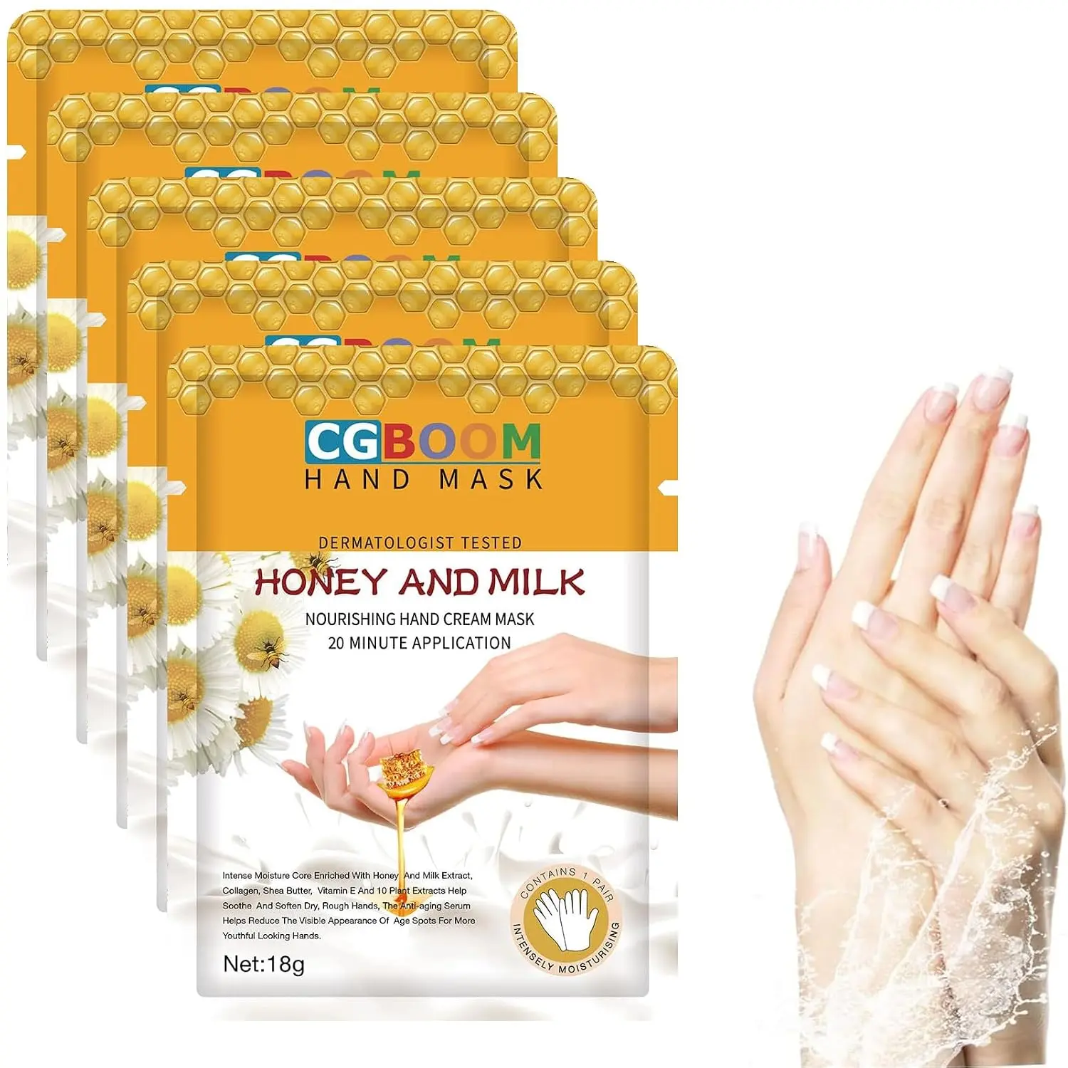 5-piece set of moisturizing hand masks, exfoliating hand gloves, hand repair gloves, suitable for the care of dry hands, removing dead skin and rough skin, purple honey milk: beauty and personal care