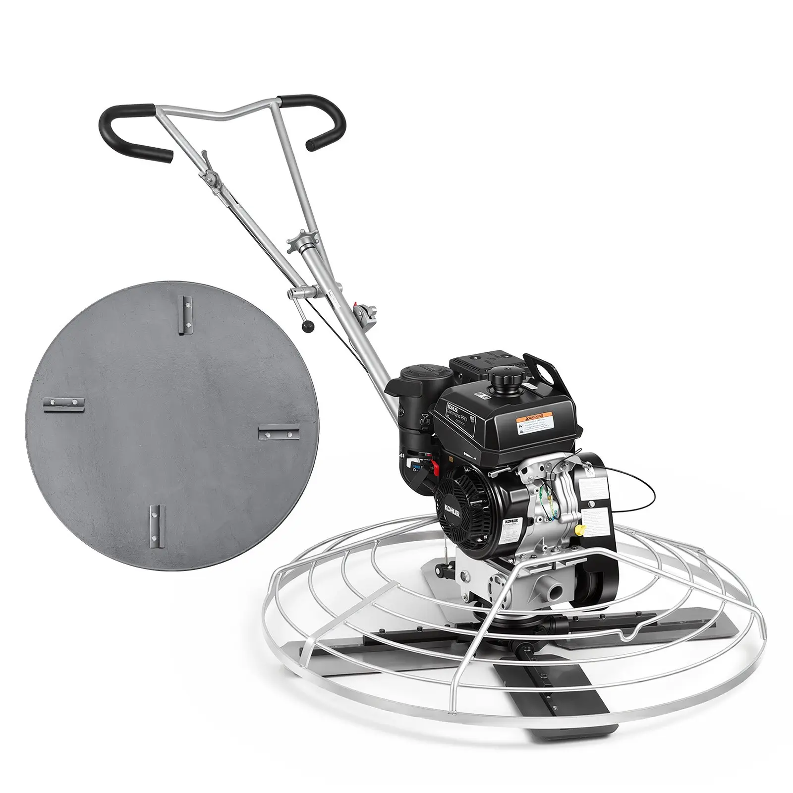 VEVOR Power Trowel, 46 inch Concrete Finishing Machine with Float Pan, 9.5HP Kohler Engine, 4 Blades, Adjustable Pitch, Gas-Powered Walk-Behind Cement Surface Finisher for Smooth Floors, Construction