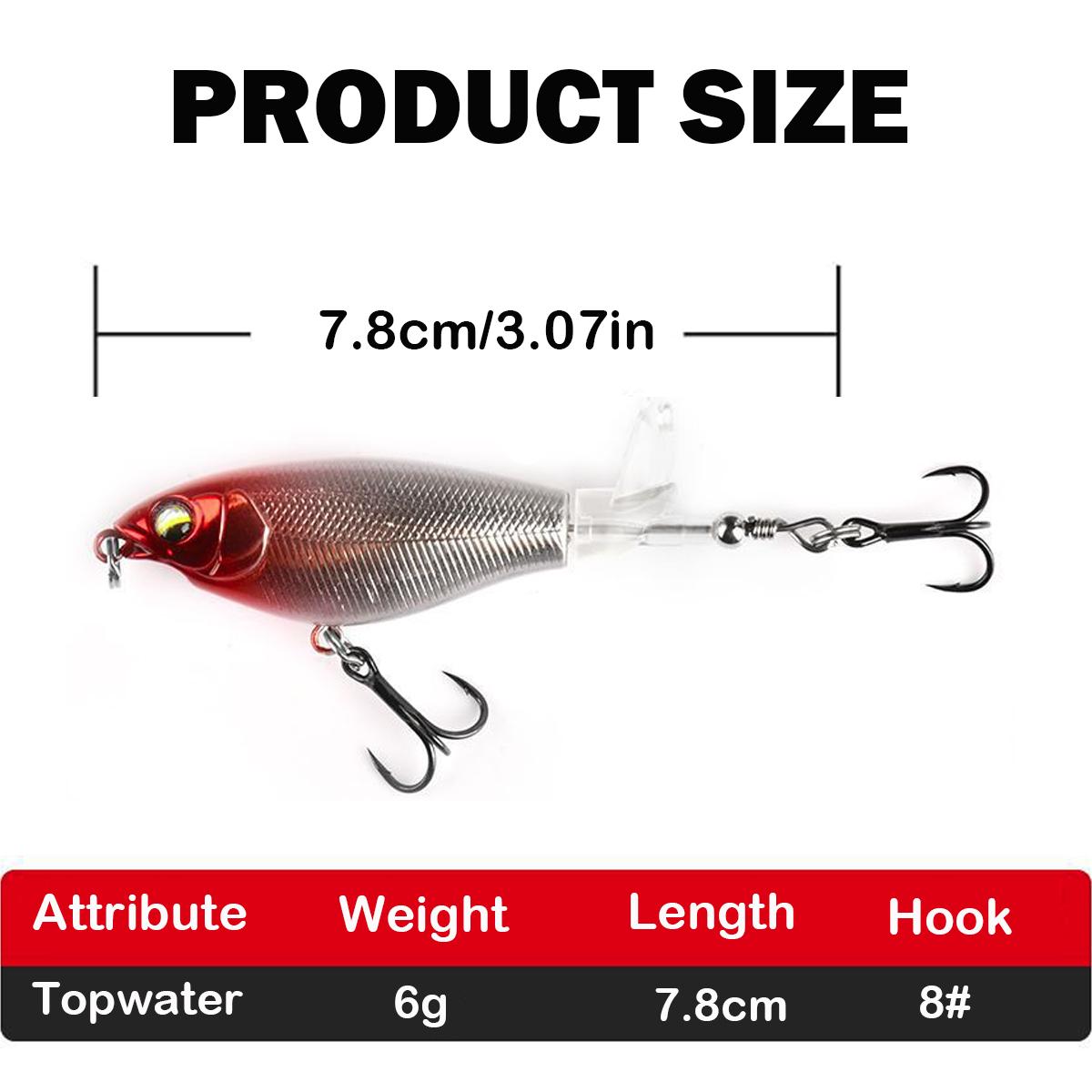5PCS-Top Water Fishing Lures with BKK Hooks, Whopper Lure for Freshwater or Saltwater, Floating Lures for Bass Catfish Pike, Surface Wobble PoPobait Bass Baits Teasers Fishing Gifts for Men