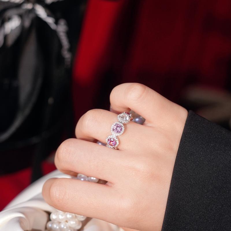 【#416 Popular Eternity Band】5ct Round Halo Eternity Band vvs Synthetic Moissanite Rings in 925 Sterling Silver