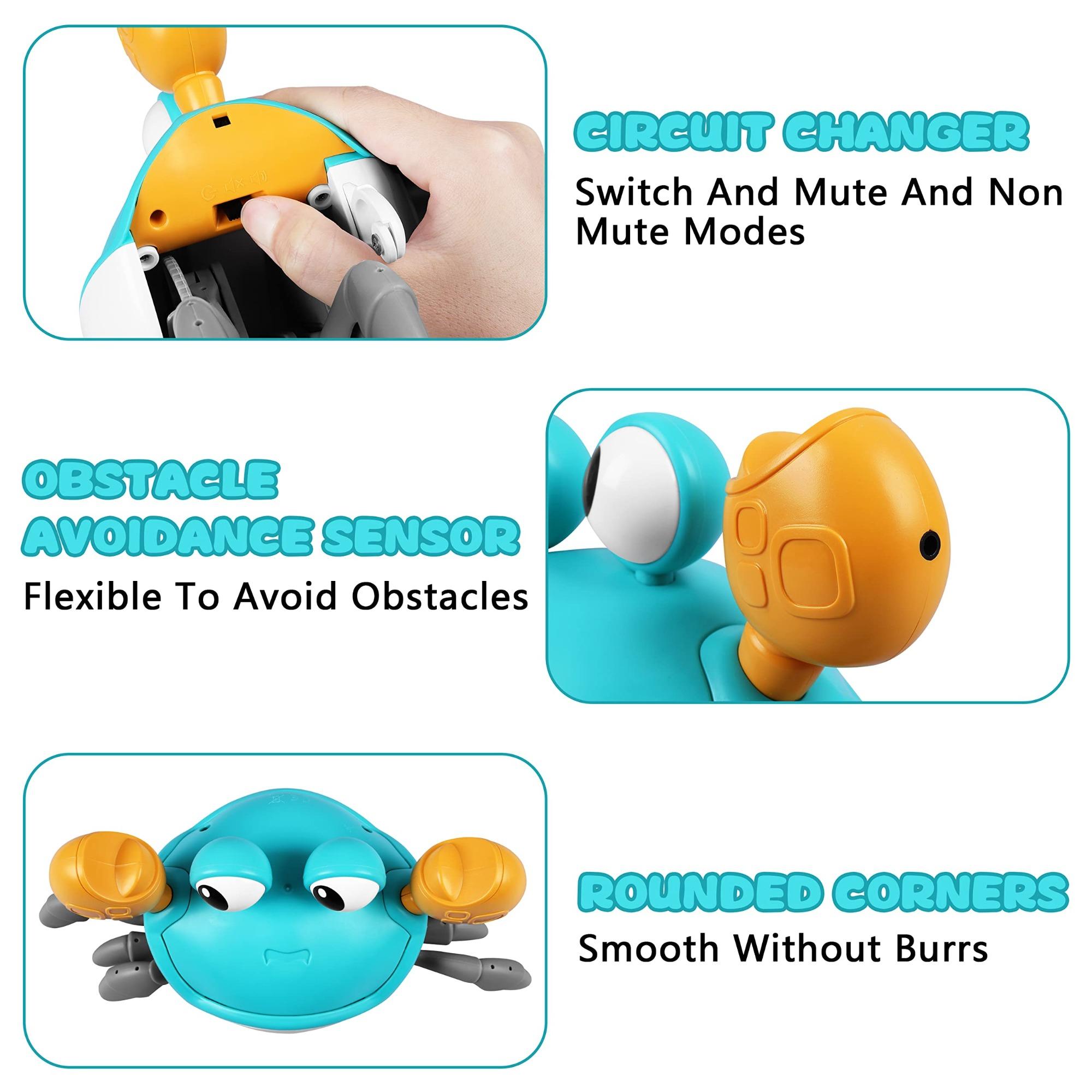 Electric Crawling Crab Design Toy, Automatic Avoidance Walking Sensory Toy with Music & Light, Interactive Musical Toy, Fidget Toys, Birthday Gifts