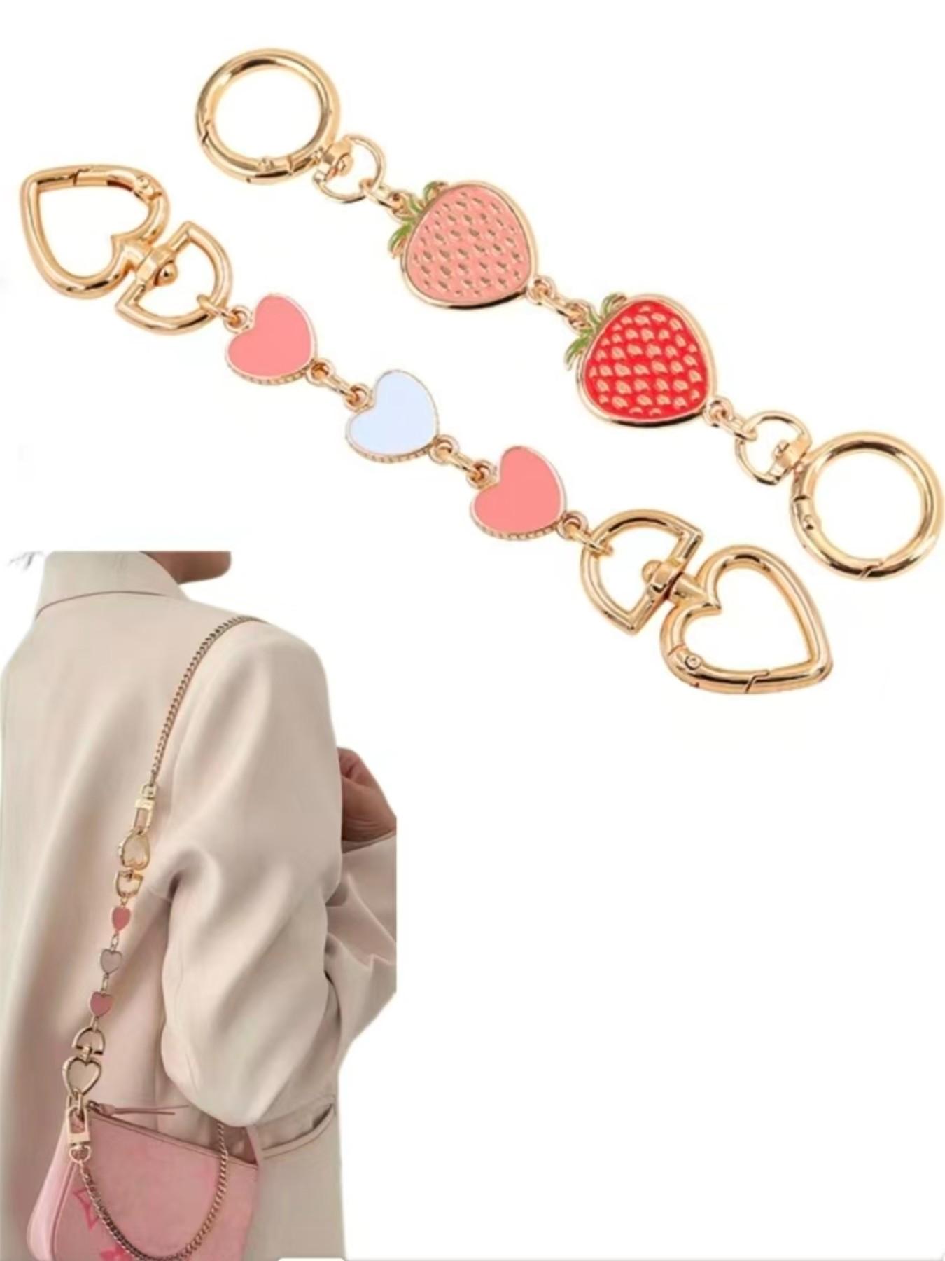 2pcs Heart Design Purse Chain Extender, bag extender，purse extender，purse chain，Riveting Style Bag Charm Accessory, Plain Pattern Suitable for All Seasons