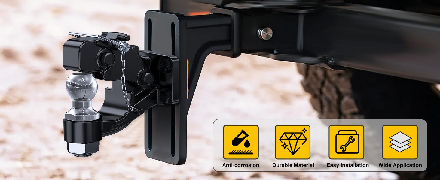 Nilight Pintle Hook Trailer Hitches Receiver Hook Combination 2-5/16” Hitch Ball with Mounting Kit, 14000LBS Black Bolt On Adjustable Powder-Coated Outdoor dealsforyoudays