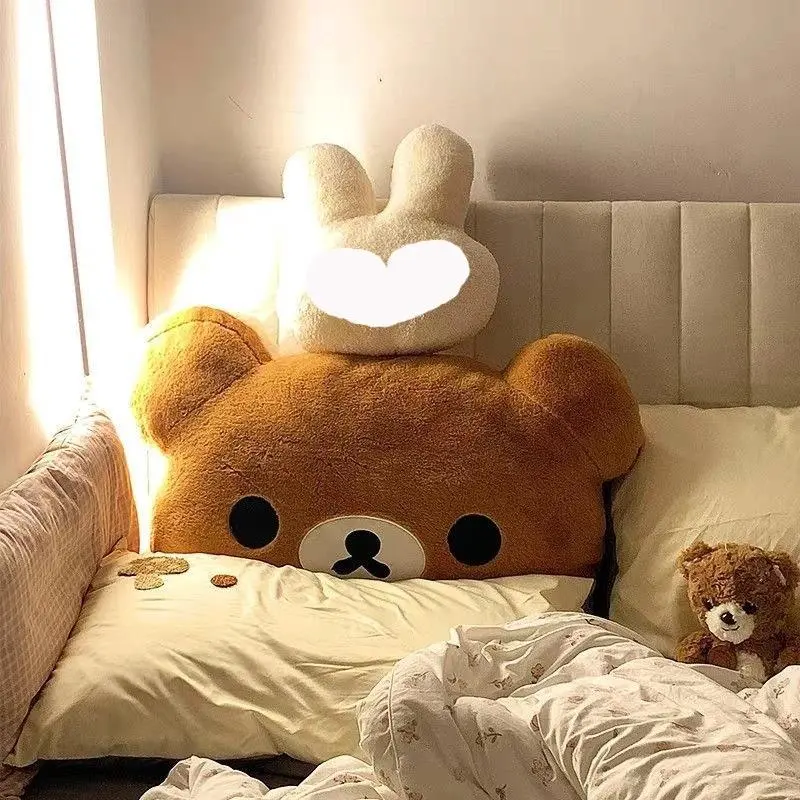 60CM Rilakkuma Plush Pillow Soft Fluffy Stuffed Bear Doll Cushion Backrest For Bedroom Sofa Bedside Cute Birthday Gift For Girls
