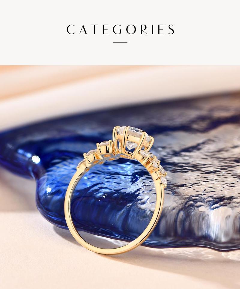 All Synthetic Moissanite Ring D Color VVS1 for Women Engagement Bride Wedding Gift Fine Jewelry R042