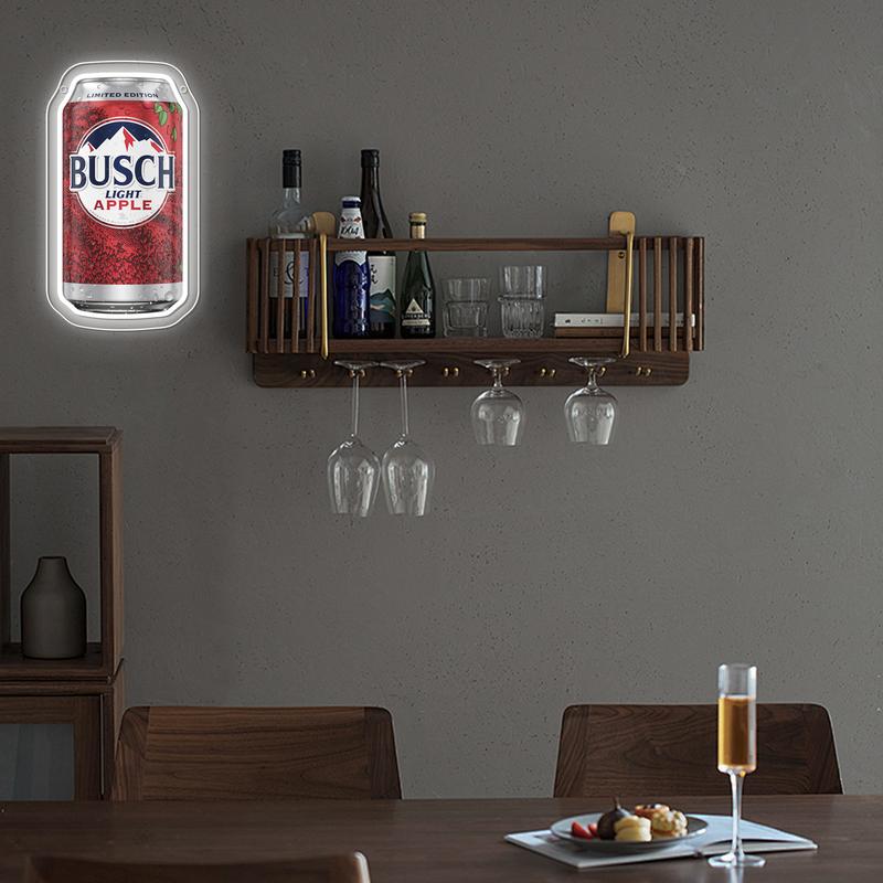 Beer Can Neon Light with Printed Apple Pattern, Wall Hanging, Neon Sign, Dimmable Glow Bar Art Neon Light, USB Powered, Suitable for Kitchen, Restaurant, Club, Man Cave, Beer Party
