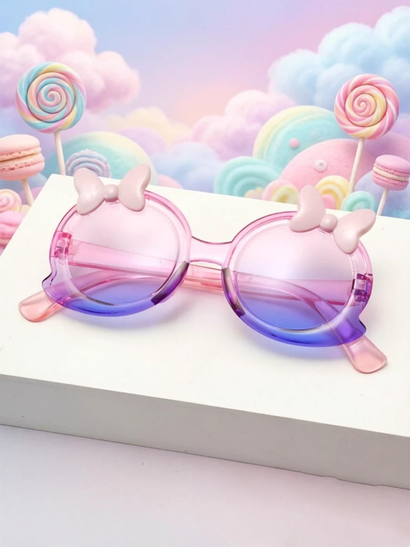 Women's Fashion Butterfly Knot Glasses, Round Frame, Gradient Colors, Multiple Color Options, Perfect for Parties, Travel, College