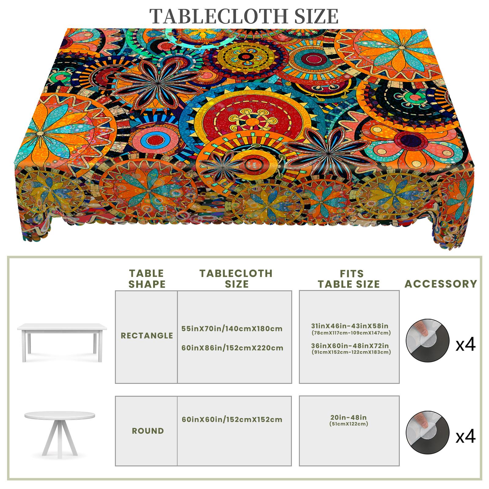 1pc Bohemian Printed Tablecloth, Mandala Kashmir Paisley Polka Polka Dot Beauty Pattern Printed Rectangle Tablecloth, Holiday Party Tablecloth, Outdoor Decoration Round Tablecloth, Kitchen Accessories, Rural Farmhouse Tablecloth Gifts table  linens