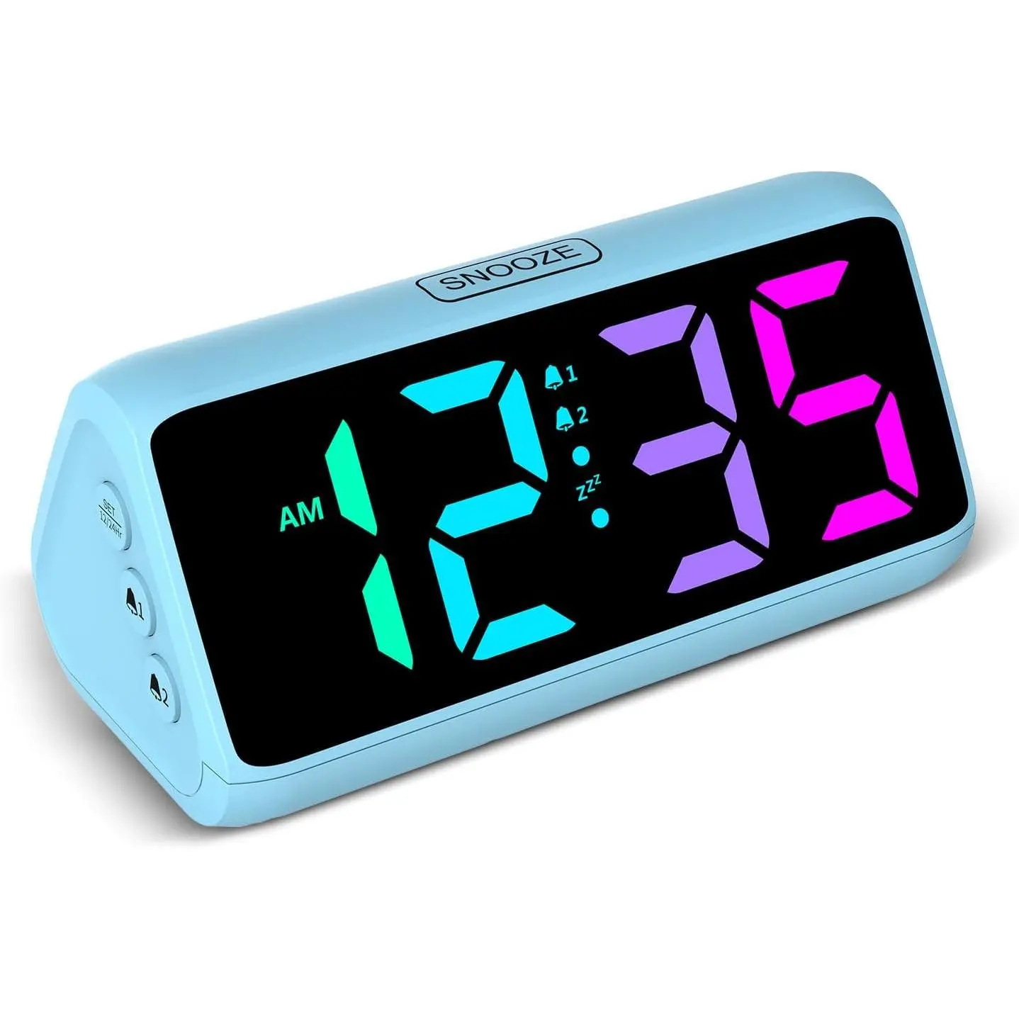Loud Alarm Clock for Heavy Sleepers, RGB Alarm Clocks for Bedrooms Seniors Kids, Plug in Digital Clock with 5 Dimmers, 2 Alarms, 4 Volumes and Snooze
