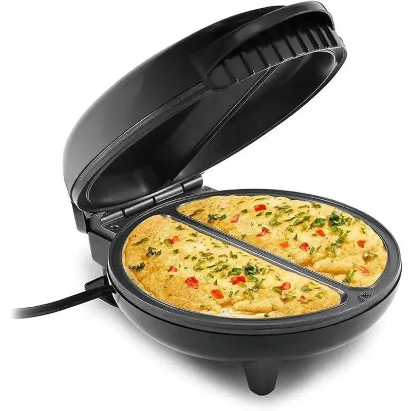 Non-Stick Egg Maker - Stainless Steel & Black, 2 Individual 6.5" Cooking Compartments for Omelet, Frittata (Fishing & Outdoor Leisure Use)