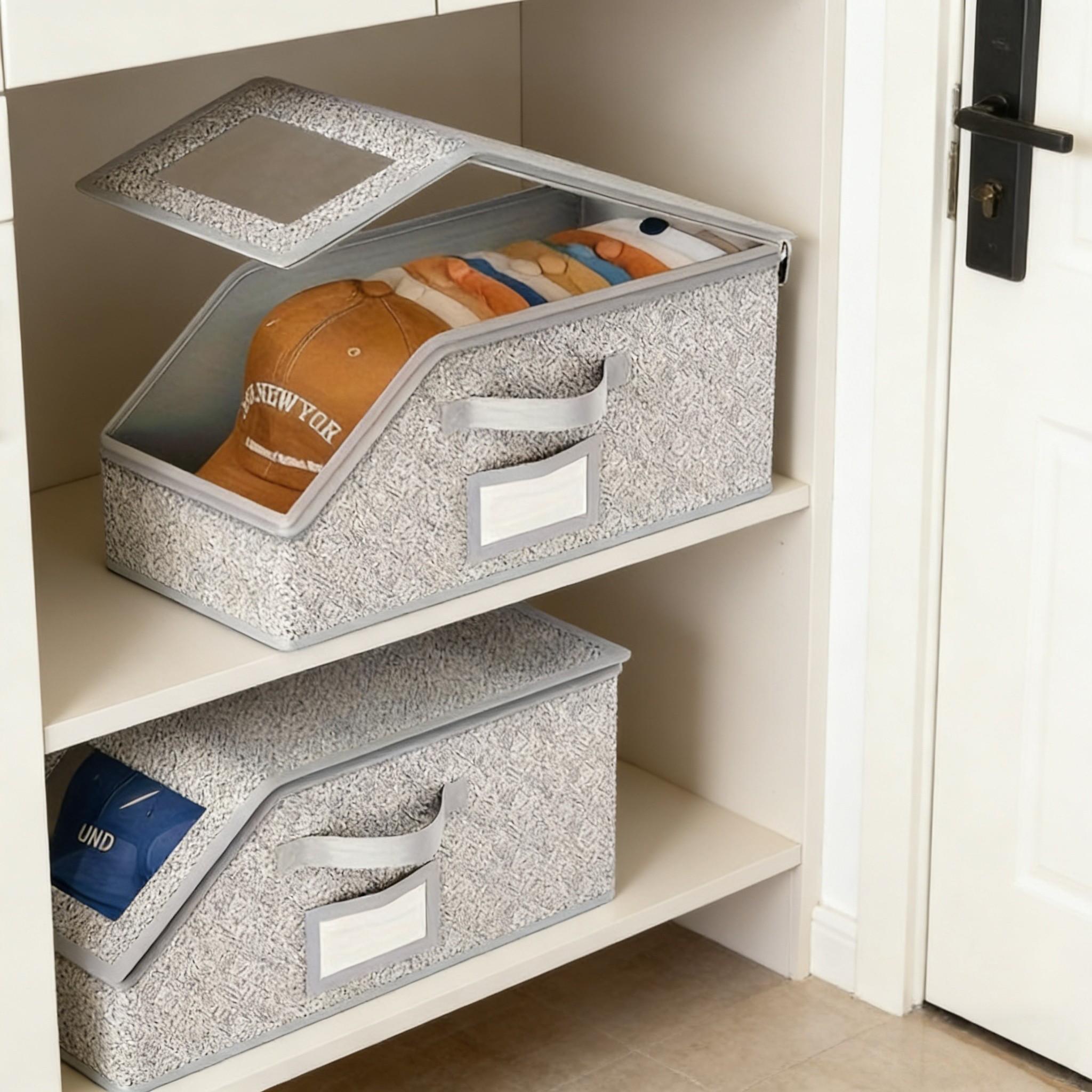 Foldable Dustproof Zipper Storage Box, Large Capacity Stackable Hat Organizer, Ideal for Closet Organization, Travel, Space Saving