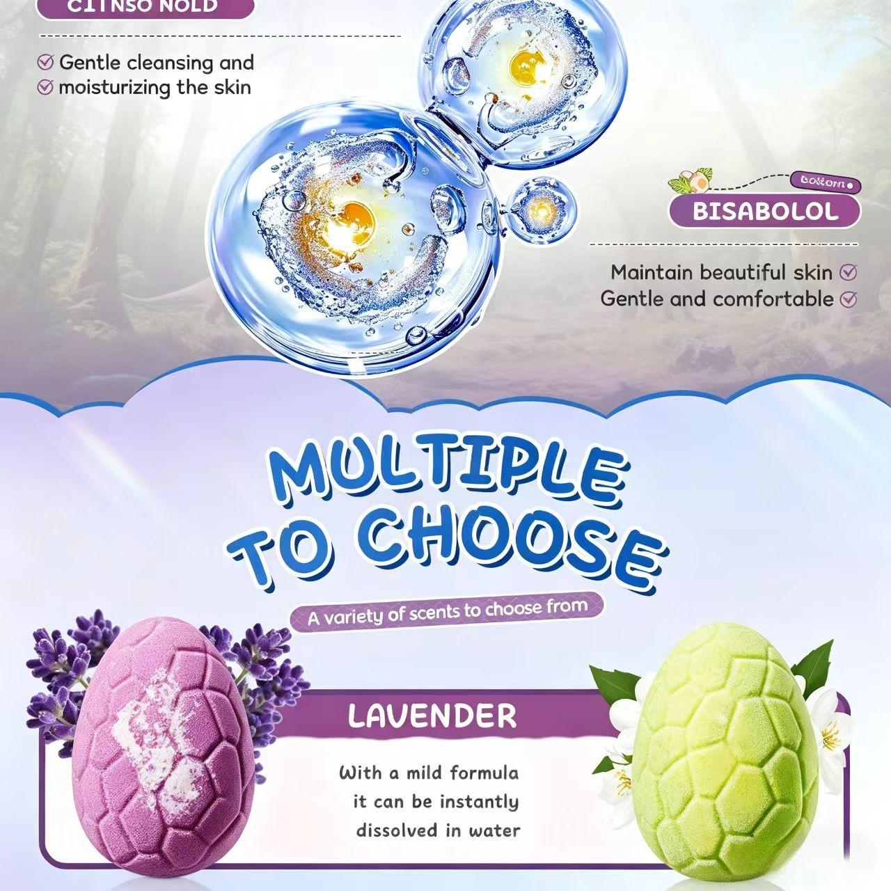 Bath Bombs with Dinosaur Surprise Toys, 6-Pack Gift Set, Mother's Day Child's Day Present, Bubble Bath & Toy, Skin Repair