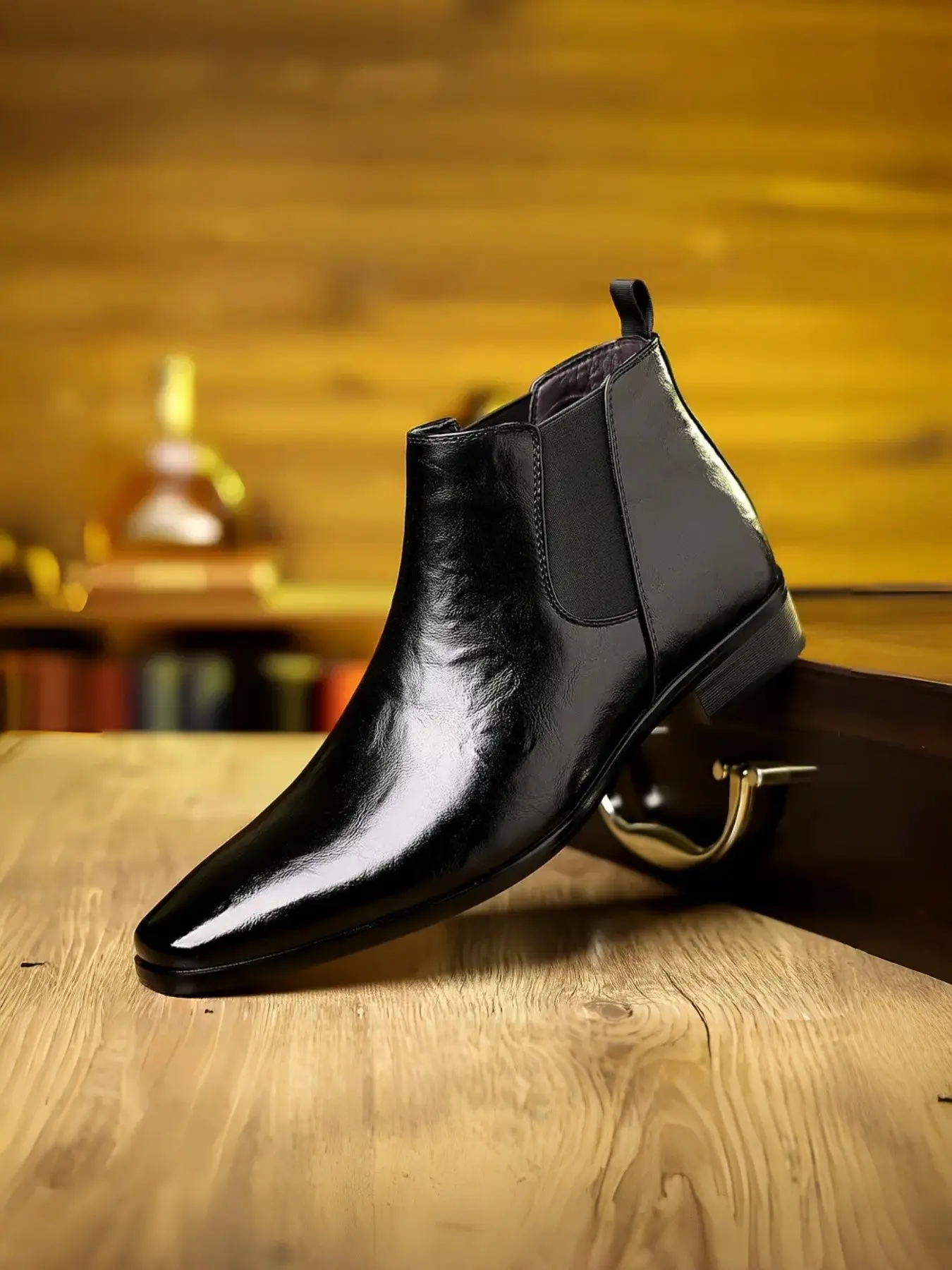 2206 High Elasticity Side Strap Boots, No Laces Needed, Quick On/off, Casual PU Leather, Above Ankle, All Seasons, Commute & Events, Strappy Boots