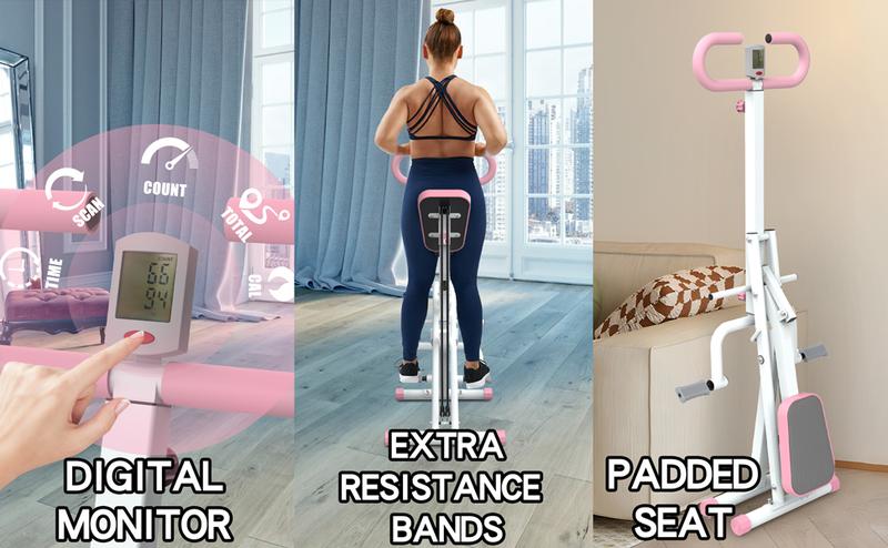 【Hufaut 】Squat Machine for Home,Exercise Machine,330lbs Foldable,Ride & Rowing Machine for Botty Glutes Butt Thighs,Ab Back/Leg Press Hip Thrust