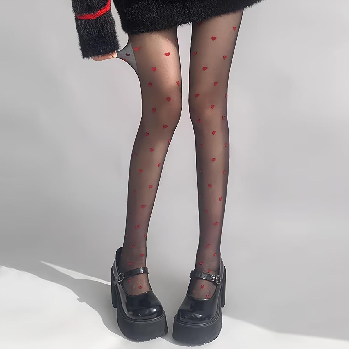Stockings Heart Pattern Sexy Women Half-Transparent Pantyhose Ideal for Festivals & Parties Bold Look Boost Confidence