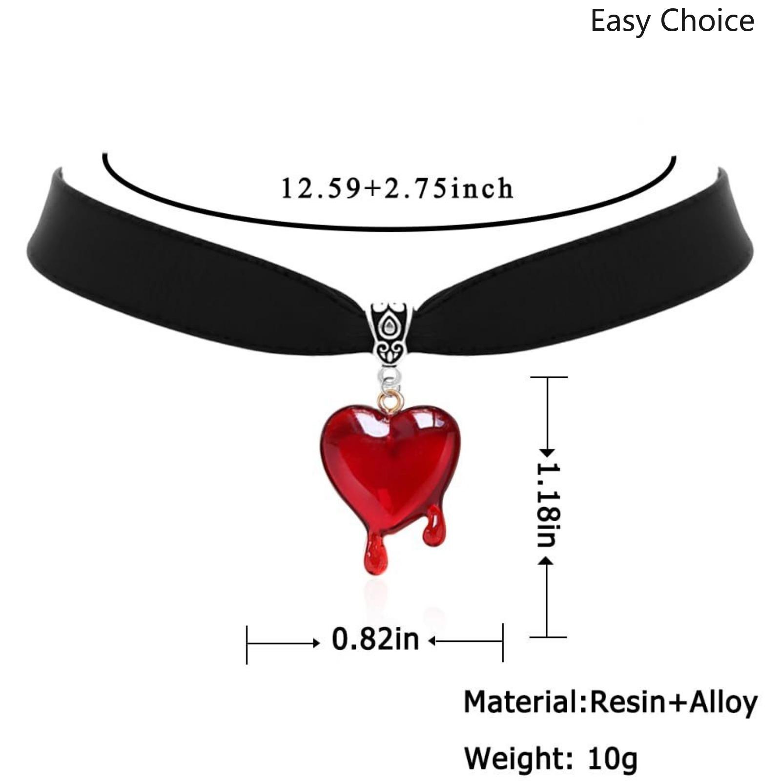 Gothic Blood‑Drip Heart Velvet Choker Necklace, Dark‑Aesthetic Couple Statement Jewelry, Adjustable Velvet Collar Accessory for Gothic Themed Party Daily Outfit Styling