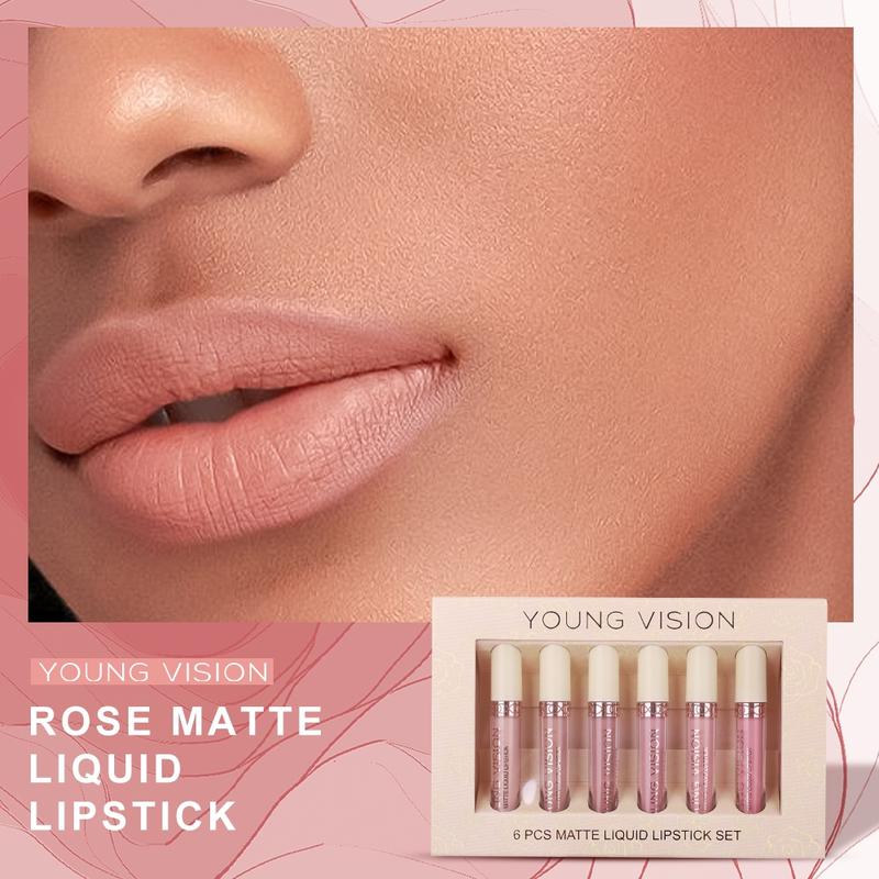 6-Piece Matte Liquid Lipstick Rose Lip Gloss Set, Velvet Lip Stain Kit, Nude Lipstick Long-Lasting Non-Stick Cup, Perfect for Daily Use 6-Piece Matte Liquid Lipstick Rose Lip Gloss Set, Velvet Lip Stain Kit, Nude Lipstick Long-Lasting Non-Stick Cup, Perfect for Daily Use