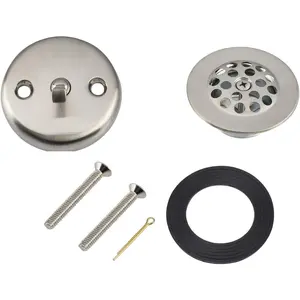 Tub Trim Kit Set With Trip Lever Overflow Face Plate, Trip Lever Bathtub Drain with Strainer, Overflow and Matching Screws (BRUSHED NICKEL)