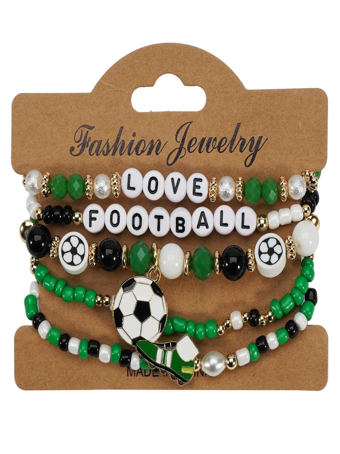 USA-Canada-Mexico World Cup Soccer Bracelet - Unisex Soccer Fan Bracelet with Soccer Shoe-Inspired Beads