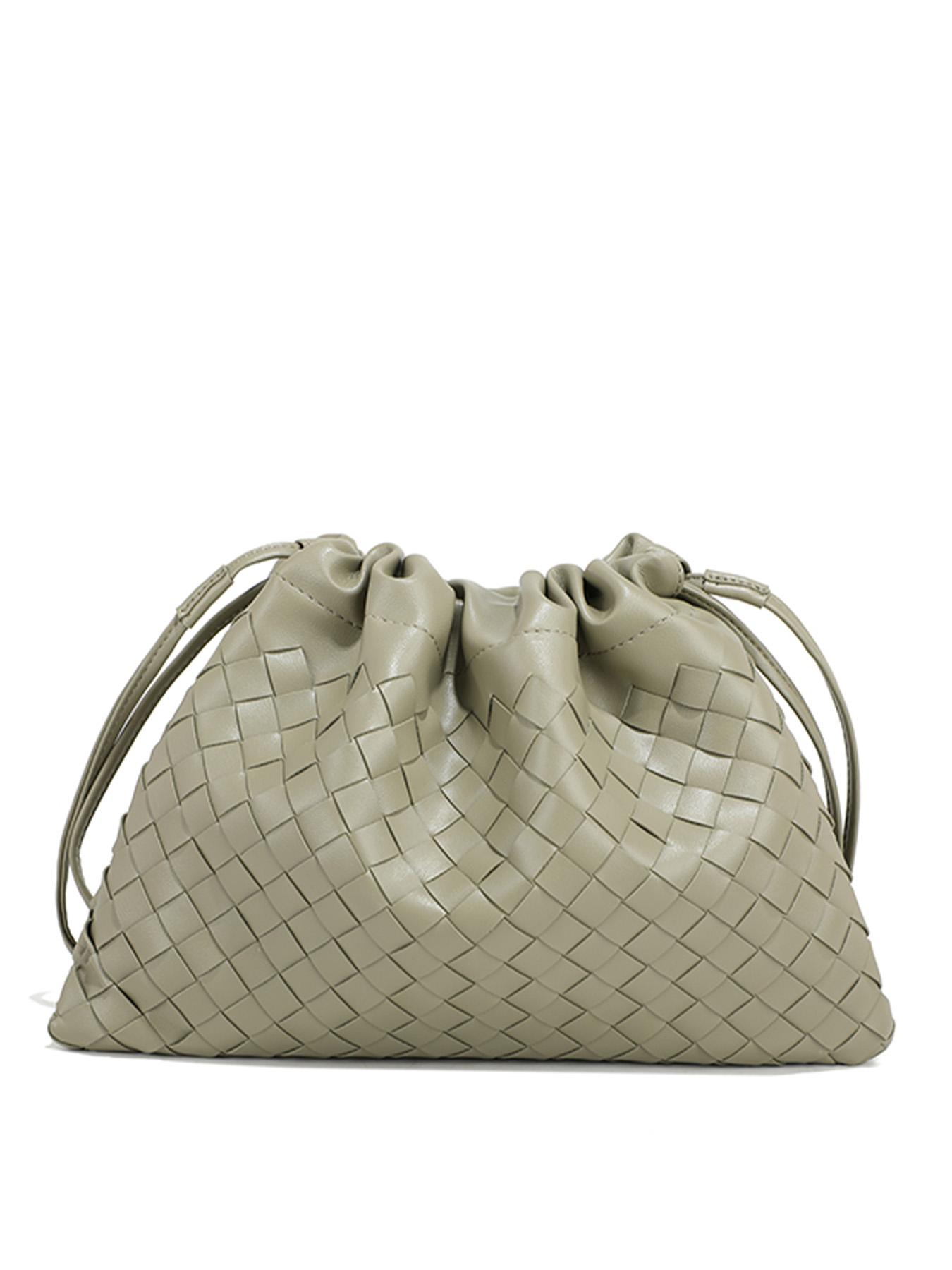 Meadow Cloud Bag, Relaxed Crossbody Small Bag, Underarm Shoulder Crossbody Woven Trash Bag, Drawstring Bag, Versatile Retro Woven Crossbody