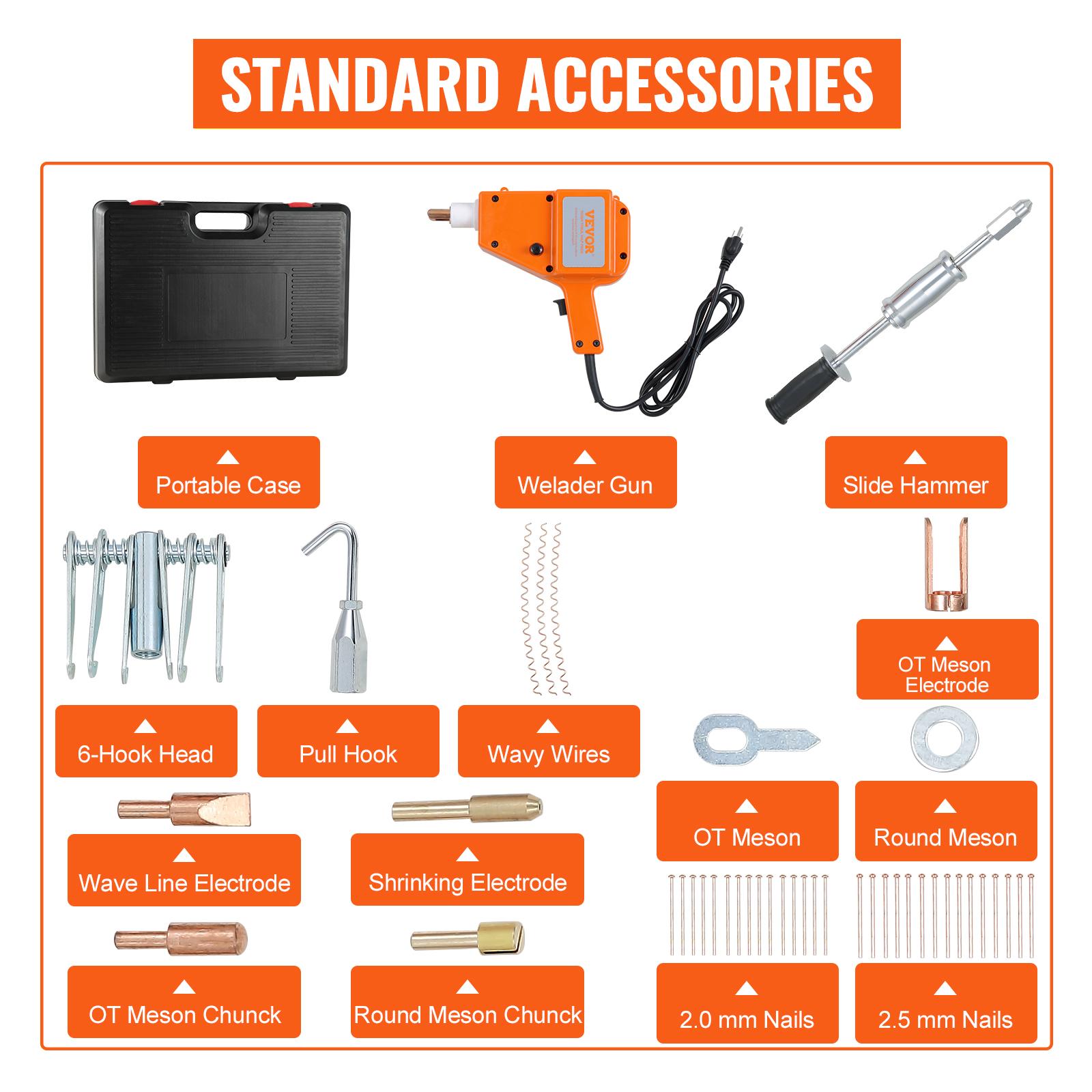 VEVOR Stud Welder Kit, 5500 Stud Welder Dent Repair Kit, 800VA Spot Welder Stud, 110V Welder Stud Kit, Stud Gun Dent Puller Kit with Complete Accessories, Dent Welder Repair for Auto Body Repairing