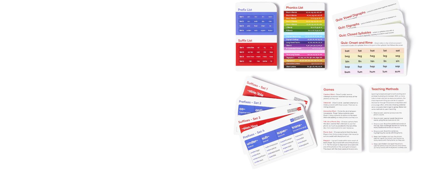Award-Winning Phonics & Vocabulary Flash Cards (1000+ Words w/Prefixes, Suffixes & CVC) incl.Games & Visual Aids for Ages 4-8, Pre-K to 3rd Grade Award-Winning Phonics & Vocabulary Flash Cards (1000+ Words w/Prefixes, Suffixes & CVC) incl.Games & Visual Aids for Ages 4-8, Pre-K to 3rd Grade