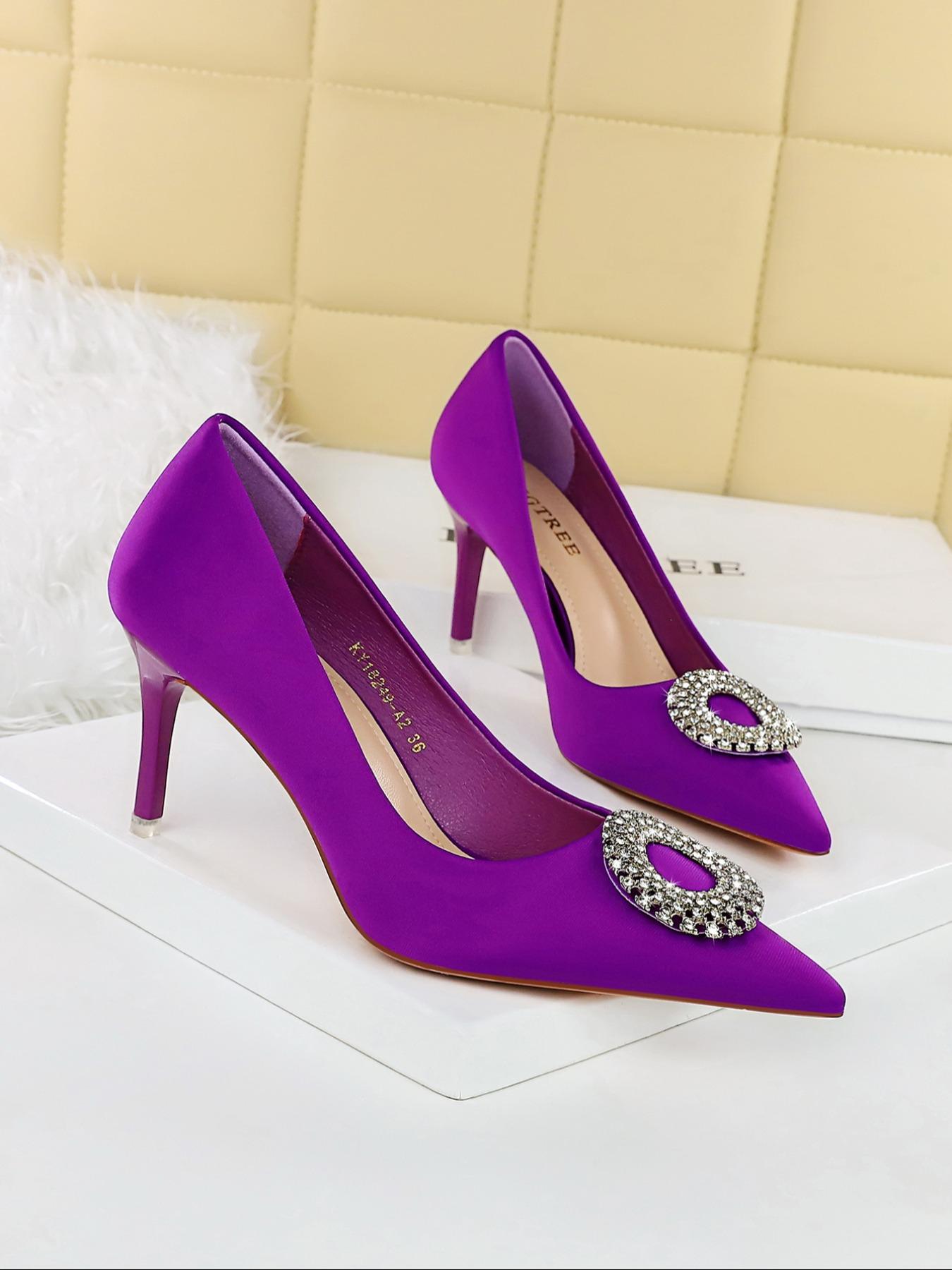 Women's Fashionable Rhinestone Decorated High Heel Shoes, Elegant Pointed Toe Slingback Shoes for Party, Daily Clothing Decor for Women & Girls, Classy, Elegant Heeled Shoes