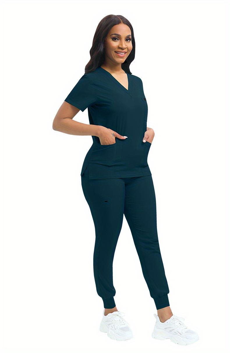 Daily Practical Work Clothes Set Solid Color Breathable Nursing Scrubs Women Uniforms Elasticity Pet Clinic Nurse Workwear Doctor Thin Uniform