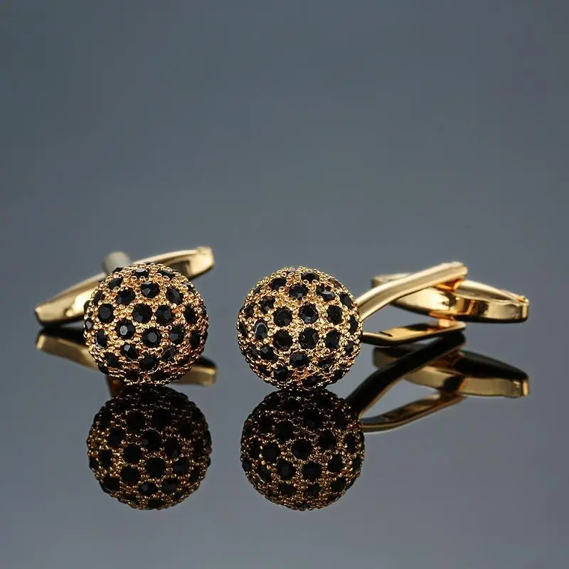 High-Quality French Shirt Cufflinks, Brand New, Stylish, High-End, Easy And Versatile Fashion Additions, Golden Crystal Ball Knot Cufflinks for Men'S Wedding Suit Cuffs