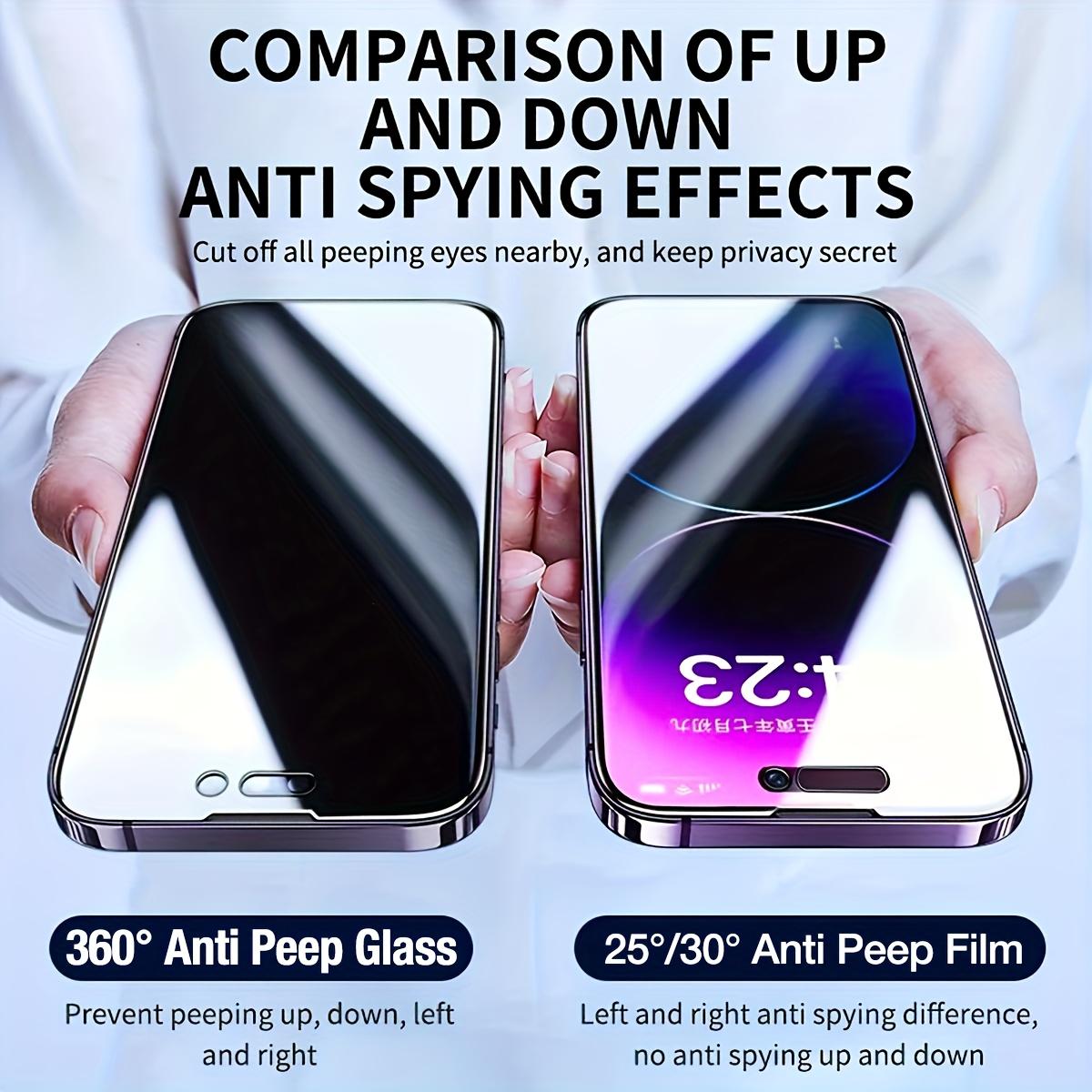 2pcs 4-way 360° Privacy Screen Protector for iPhone 17 Air/17/16/15/14/13/12/11/Pro Max/Pro/Plus/Mini/16e/XR/X/XS/XS MAX,Full Coverage Anti-Spy Protection,Scratch-Resistant,Anti-Fingerprint,Compatible with dynamic islands,Easy to Install,Case-Friendly