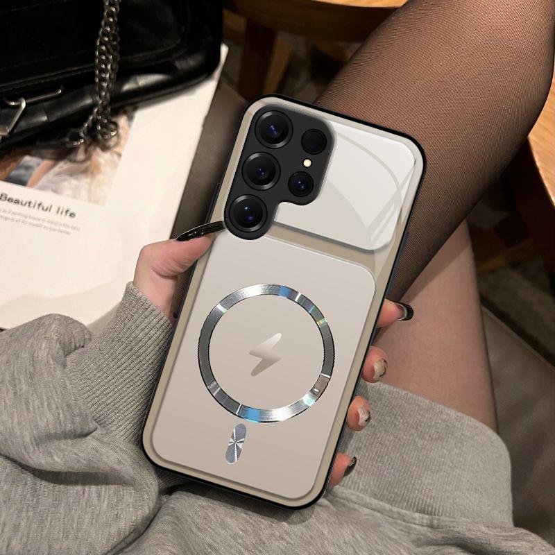 Lightning Bolt Design Gloss MagSafe Compatible Shockproof Protective Cover with Precision Magnet Ring for [Galaxy S25 Ultra] 952