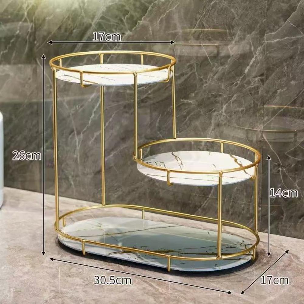 1Pc Light Luxury Bathroom Storage Rack, Countertop Makeup Organizer, Vanity Cosmetics Shelf for Washroom Desktop