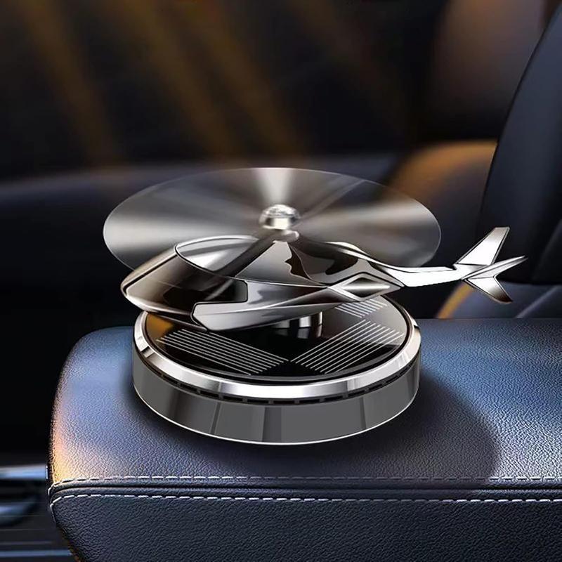 Solar-Powered Car Air Freshener, Rotating Helicopter Aromatherapy Diffuser, Aircraft Aluminum Indoor Decor, Car and Home Diffuser