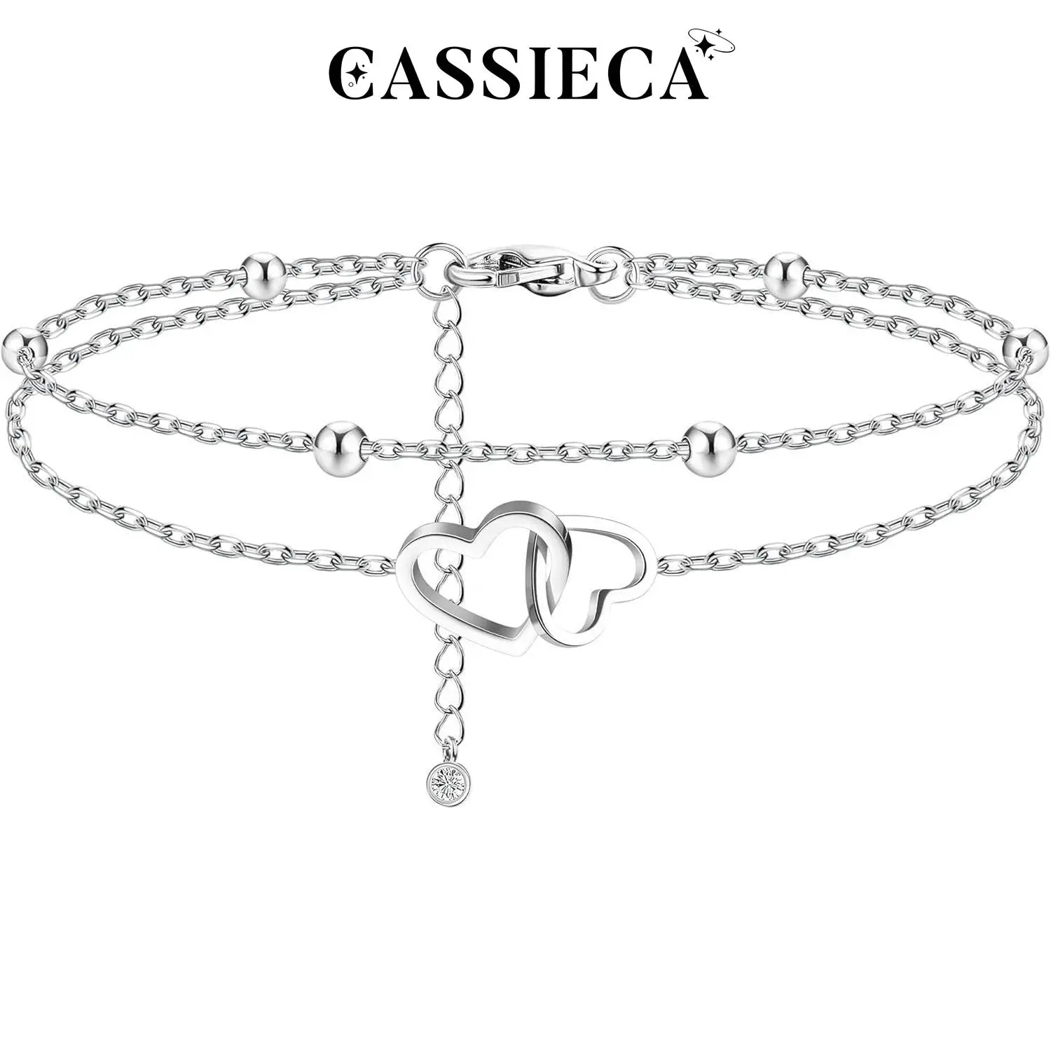 CASSIECA Women's Stainless Steel Anklets Dainty Adjustable Charm Ankle Bracelet with Butterfly, Sequin, Infinity, Cross, Heart, Evil Eye Pendants, Non Tarnish Fashion Casual Summer Jewelry, Anklets For Women, Non Tarnish Jewelry Sohochic