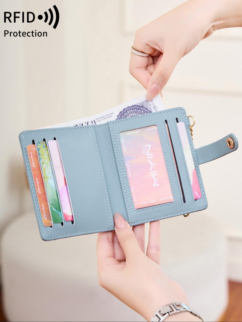 Women's Solid Color Zipper Wallet, Fashionable PU Leather Card Holder, Casual Versatile Wallet for Daily Use, Credit Card Holder