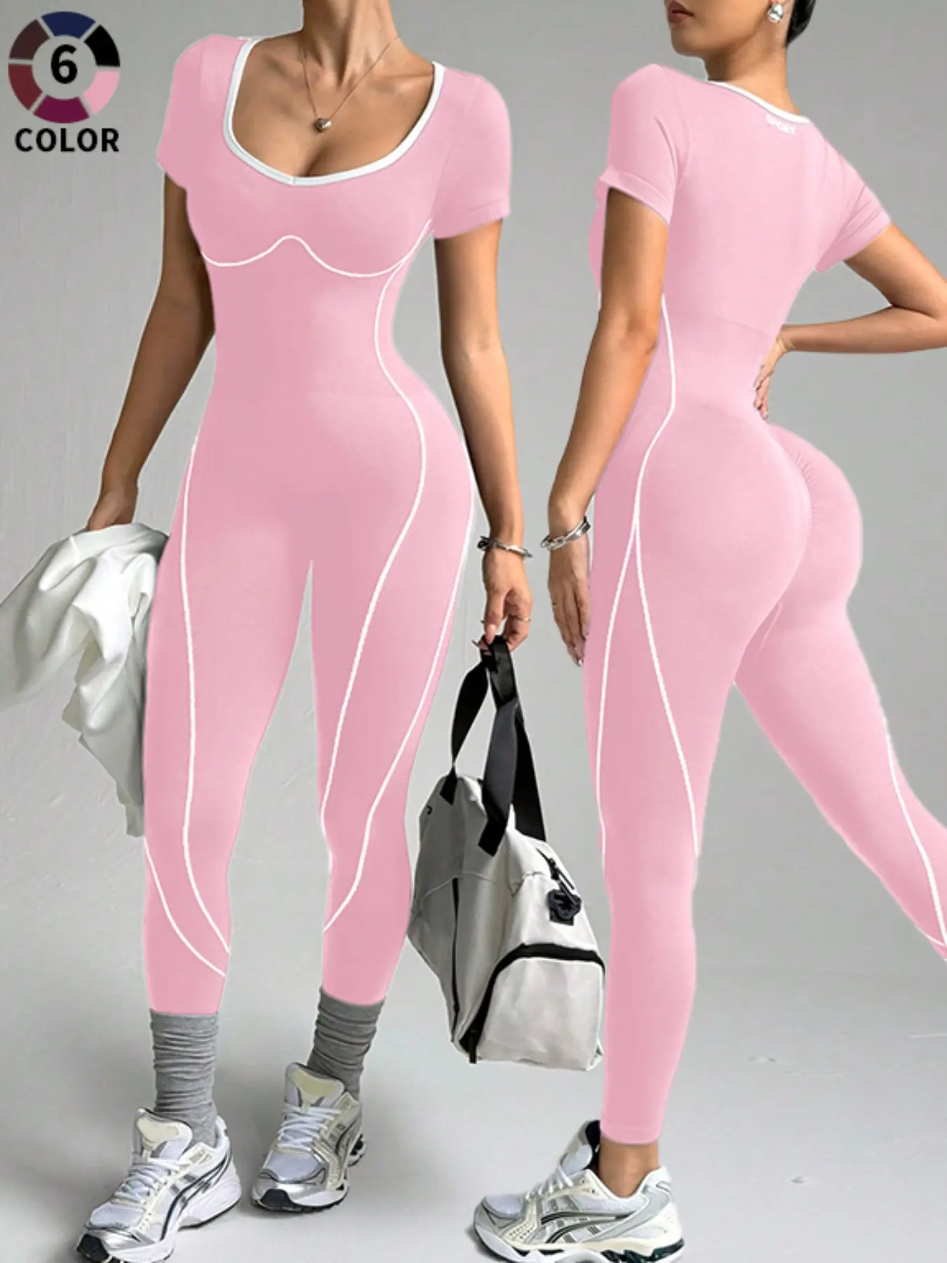Women's Sporty Jumpsuit for Daily Wear, Running, Training, Travel, Cycling, Seamless Knitted Yoga Suit & All-Seasons