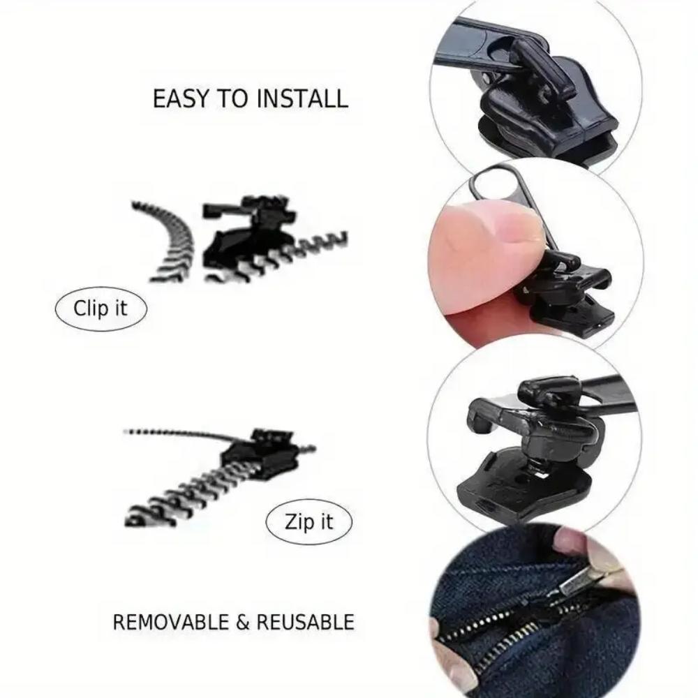 6/12/18pcs Zipper Repair Kit, Detachable Universal Zipper Pulls, Clothes Bags Luggage Replacement Parts, No Tool Needed