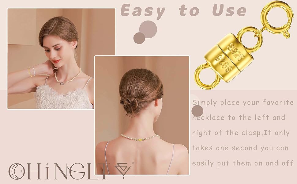 925 Sterling Silver Magnetic Necklace Clasps ,Magnetic Clasp Converter for Jewelry Making Supplies,Chain Connector for Small Necklace Bracelet