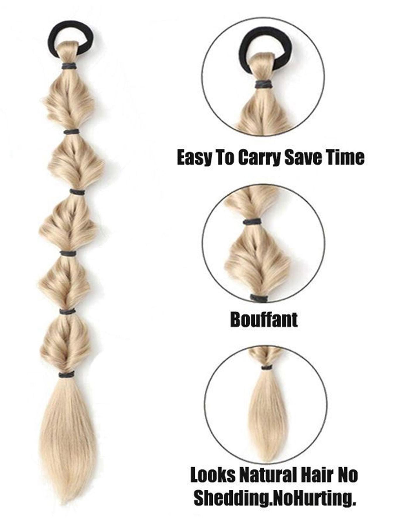 Bubble Ponytail Wig Synthetic Braided Extensions, Hair Ties & Hair Band Included, Ideal for DIY Daily Wear, Versatile Hairpiece Accessory
