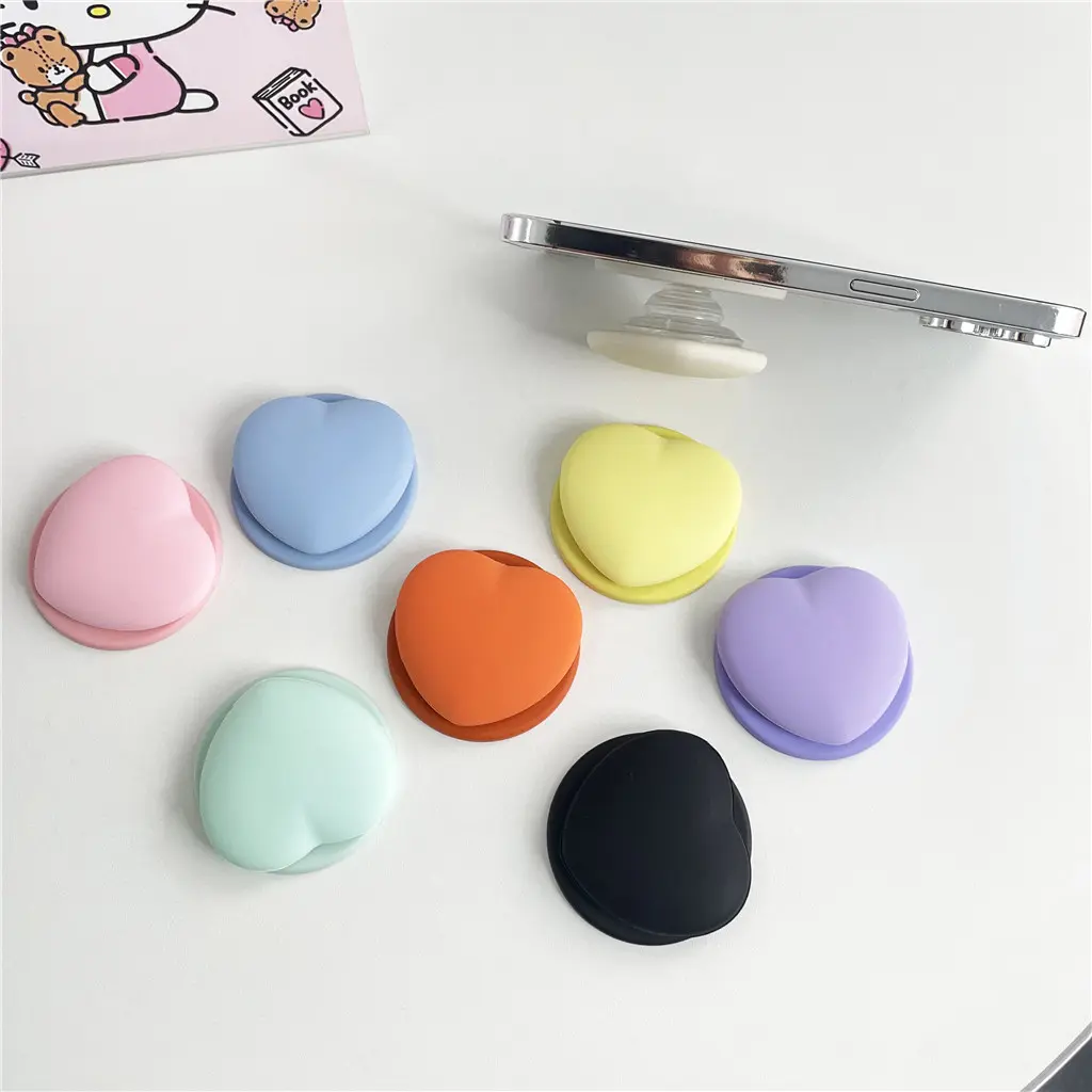 1PCS Cute Candy Color 3D Love Heart  For Magsafe Magnetic Phone Holder Griptok Support For iPhone Samsung Cases Grip Tok Bracket