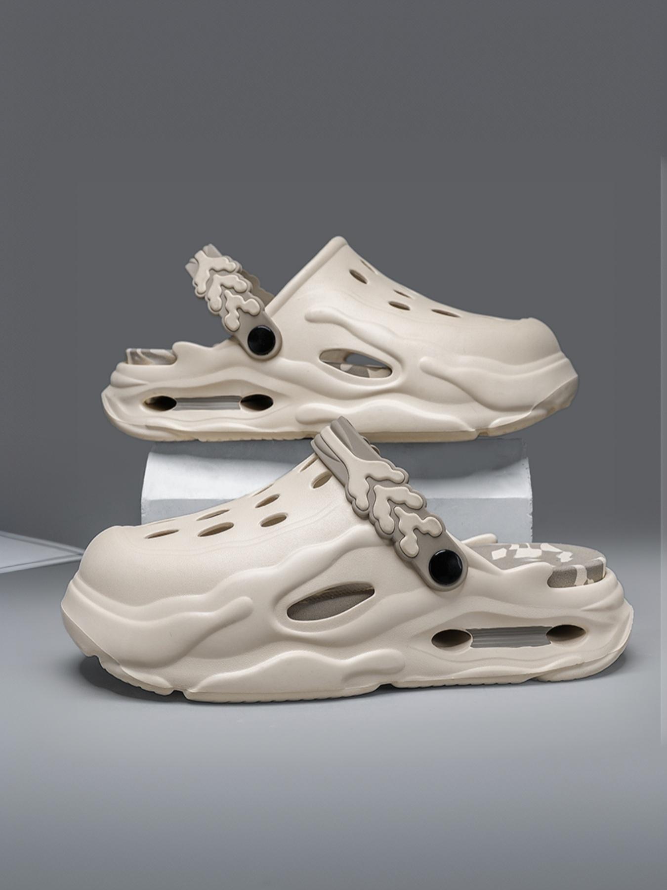 Men's Colorblock Hollow Out Design Clogs, Casual Comfortable Breathable Non-slip Clogs, Fashionable Slippers for Indoor & Outdoor Wear, Breathable Lightweight Clogs